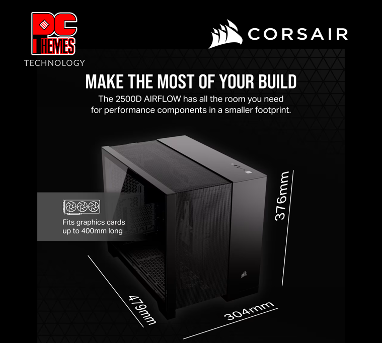 CORSAIR 2500D AIRFLOW Mid-Tower Dual Chamber PC Casing - Black